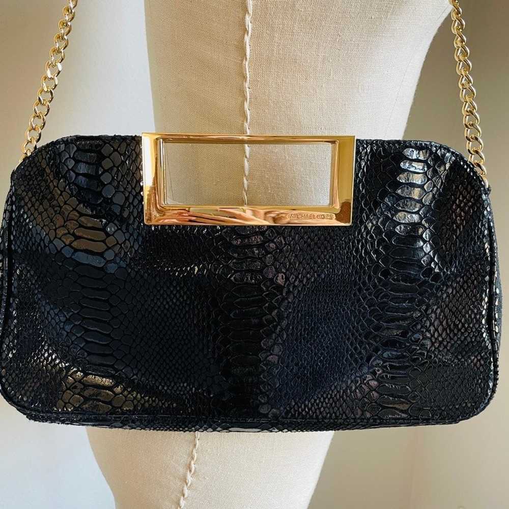 Michael Kors Black Python Embossed Patent Leather… - image 4