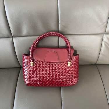 BOTTEGA VENETA  
Red Intrecciato Leather Handbag