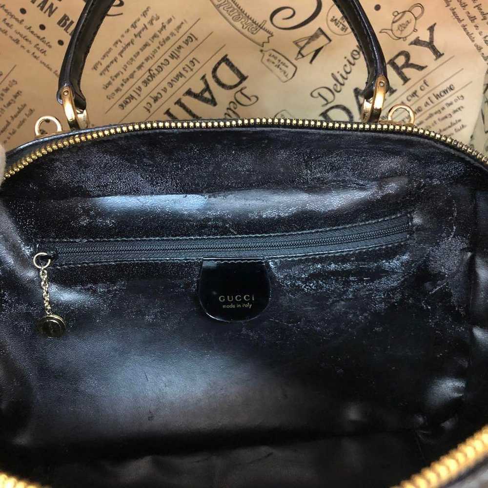 Gucci Bamboo Vanity Handbag Leather Black FM37 - image 10