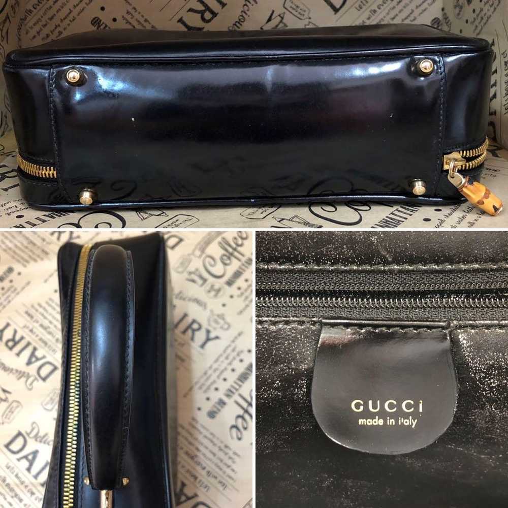 Gucci Bamboo Vanity Handbag Leather Black FM37 - image 3