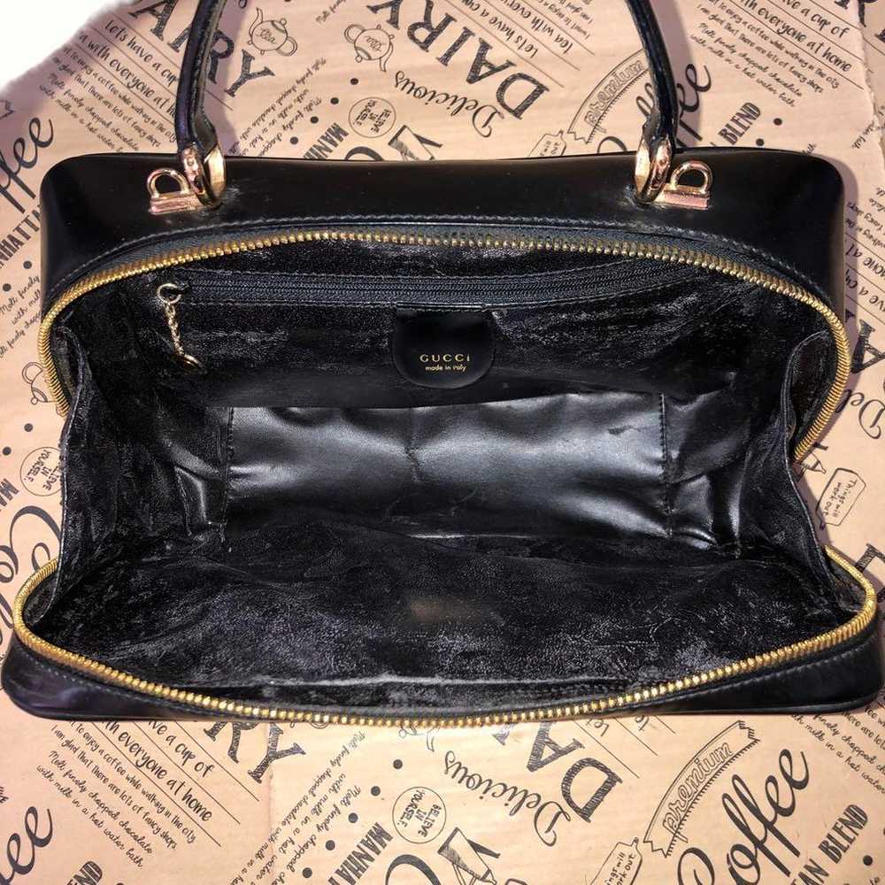 Gucci Bamboo Vanity Handbag Leather Black FM37 - image 7