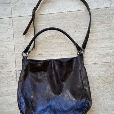 FRYE Melissa Hobo Brown Distressed Leather Shoulde