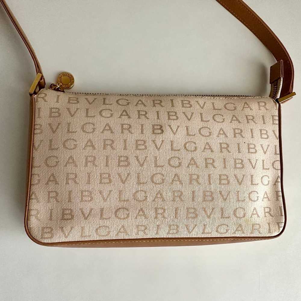 ✨BVLGARI Logo Mania Canvas Leather Pochette Shoul… - image 2