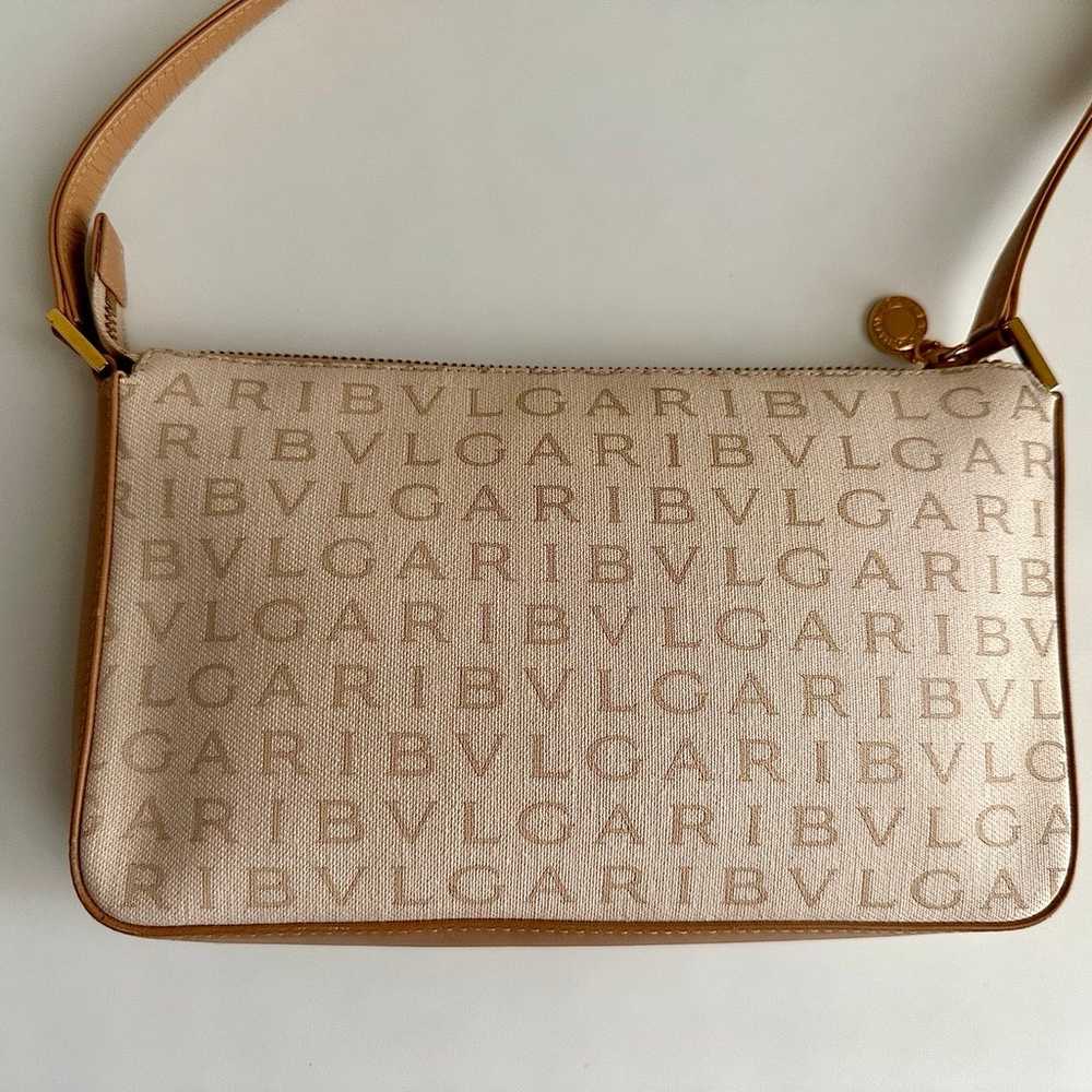 ✨BVLGARI Logo Mania Canvas Leather Pochette Shoul… - image 3