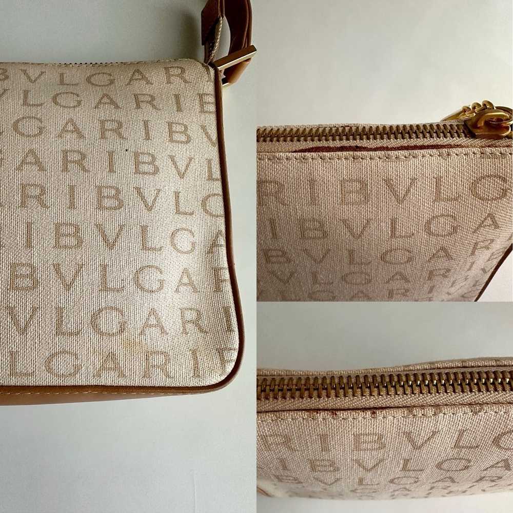 ✨BVLGARI Logo Mania Canvas Leather Pochette Shoul… - image 6