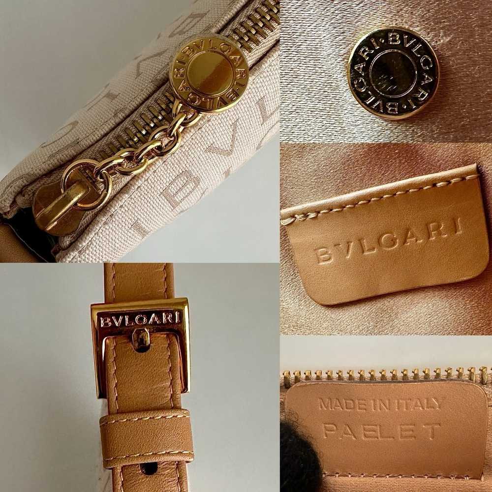 ✨BVLGARI Logo Mania Canvas Leather Pochette Shoul… - image 9