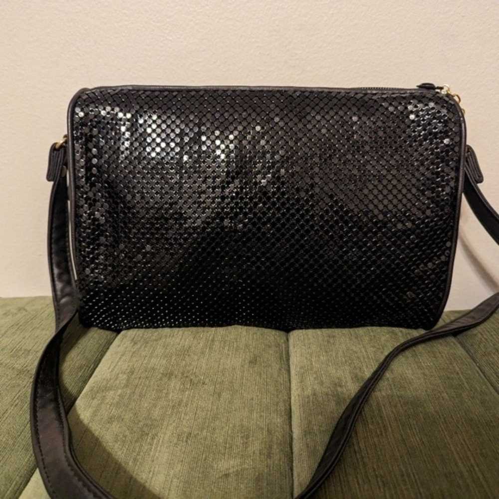 Whiting & Davis Vintage 80s Black metal mesh cros… - image 2