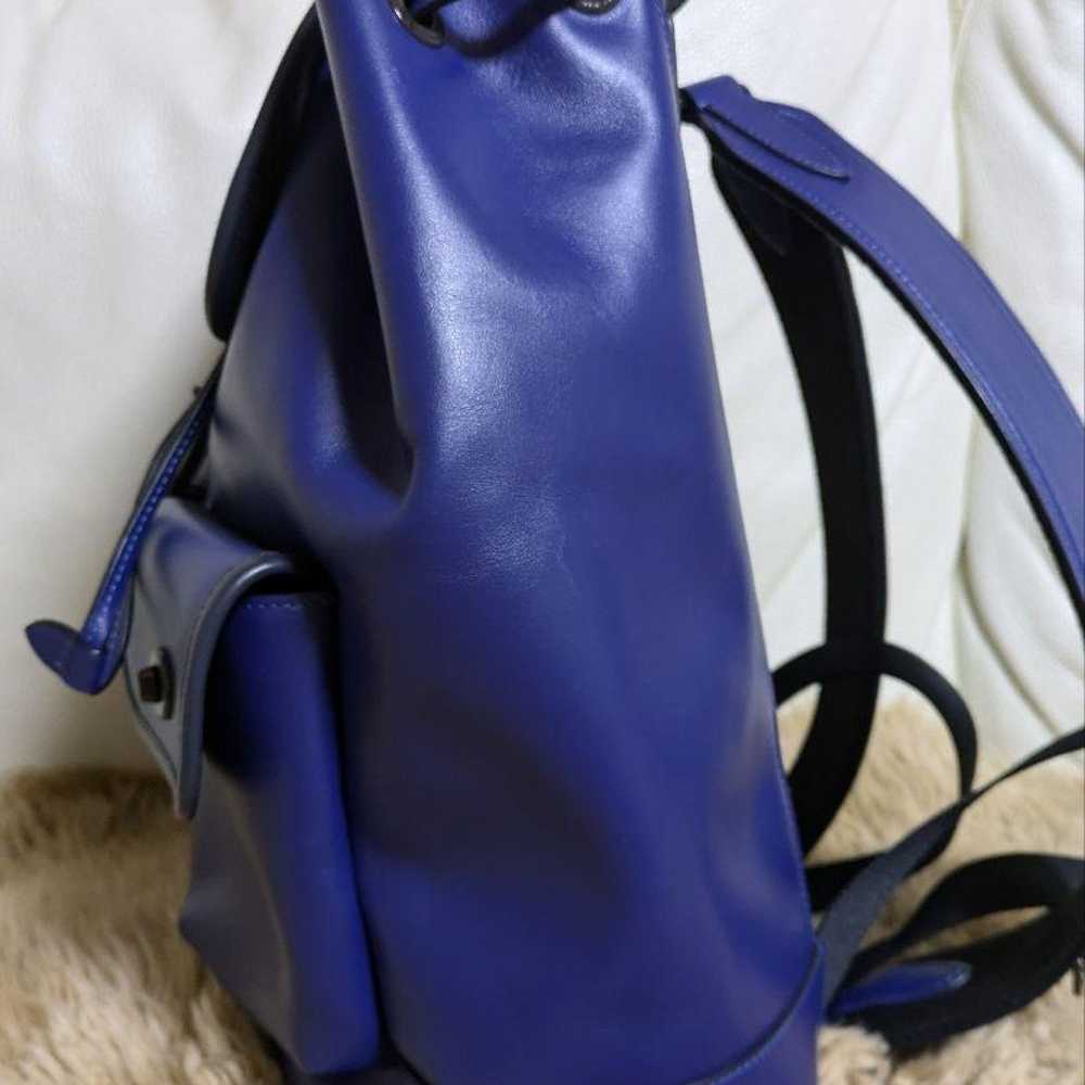 COACH Backpack Genuine Leather Blue Turn Lock Uni… - image 11