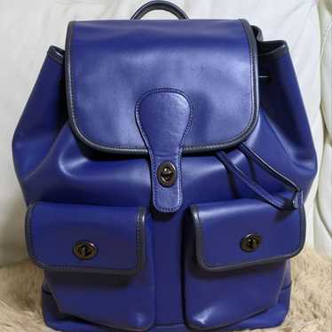 COACH Backpack Genuine Leather Blue Turn Lock Uni… - image 1