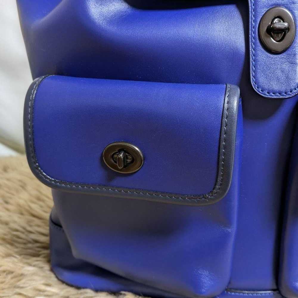 COACH Backpack Genuine Leather Blue Turn Lock Uni… - image 4