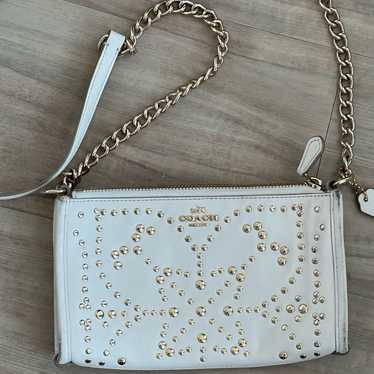 Coach gold stud rivet cream chain strap purse-rare