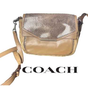 Vintage Coach Taylor Flap Bag in Suede/Exotic Leat