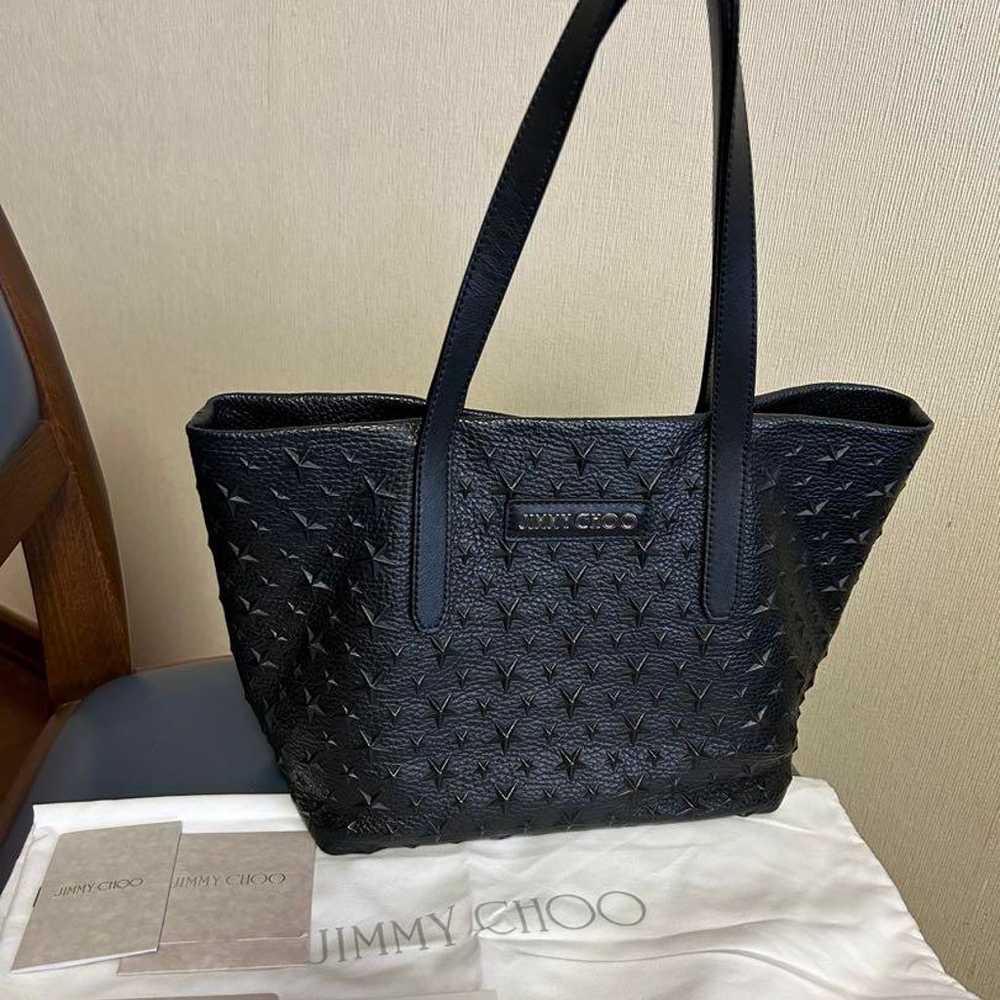 Jimmy Choo Sophia S Leather Tote Bag Star Black - image 1