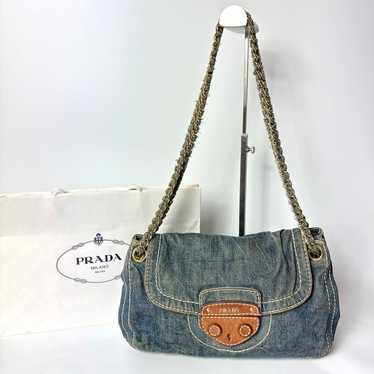 PRADA Denim Chain Shoulder Bag BR4659