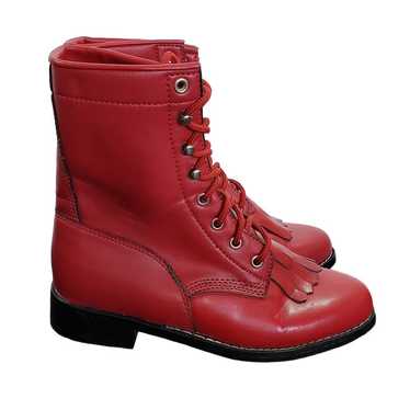 Coasters Red Western Lace Up Boots Womens 6 Fringe