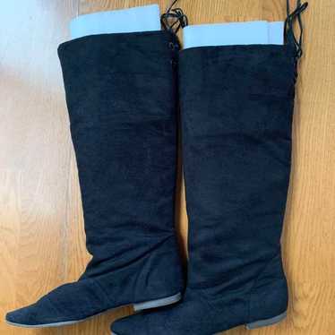 Black suede long boots