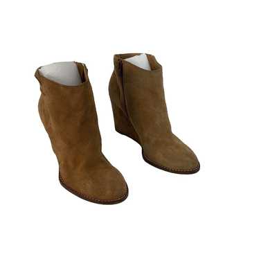 Women's Lucky Brand Tan Leather Wedge Booties 8.5 