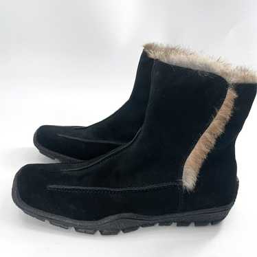 Vintage ELLE Women's Boots Geuine Fur Trim Black … - image 1