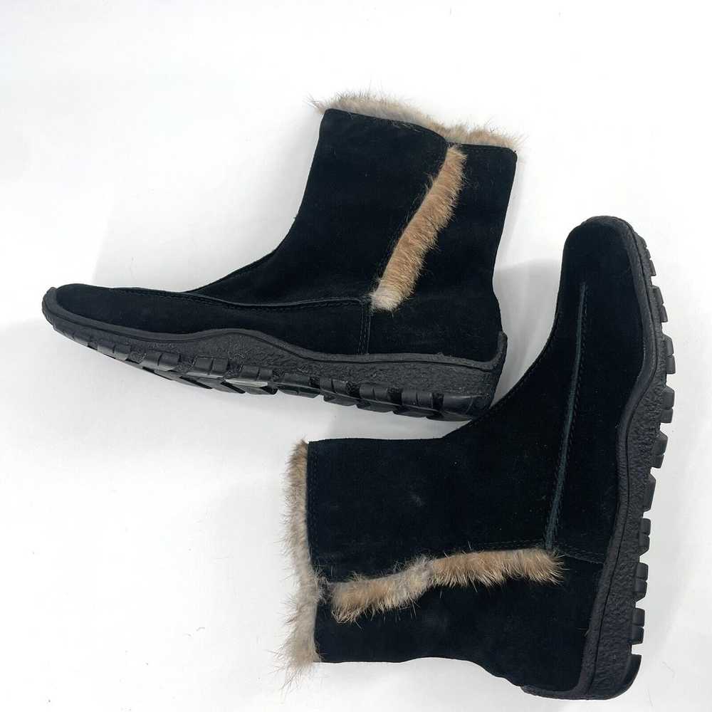 Vintage ELLE Women's Boots Geuine Fur Trim Black … - image 5