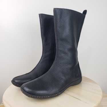 Born Black Leather Boots Women's 9.5 Black Pebbled