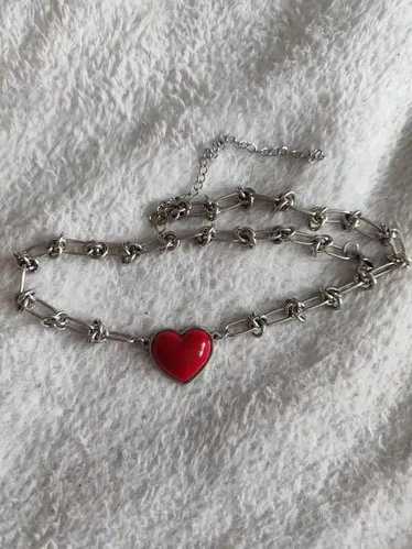 Streetwear Punk Love Red Heart Pendant Necklace