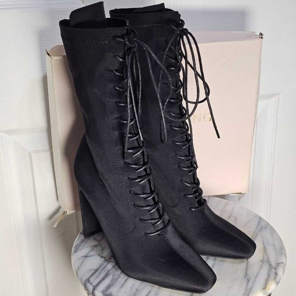 Azeala Wang Arika Black Lycra Laced Bootie Boot S… - image 6