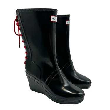 Hunter Verbier Boots Wedge Heel Gloss Rain Snow R… - image 1