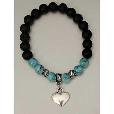 Other Turquoise and Black Lava Stretch Bracelets