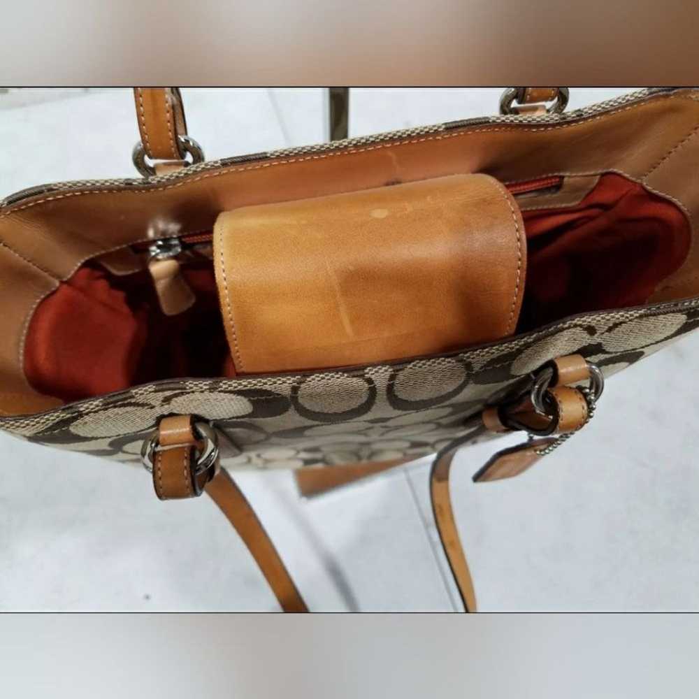 Coach Designer Brown Tan Signature Monogram Shoul… - image 3