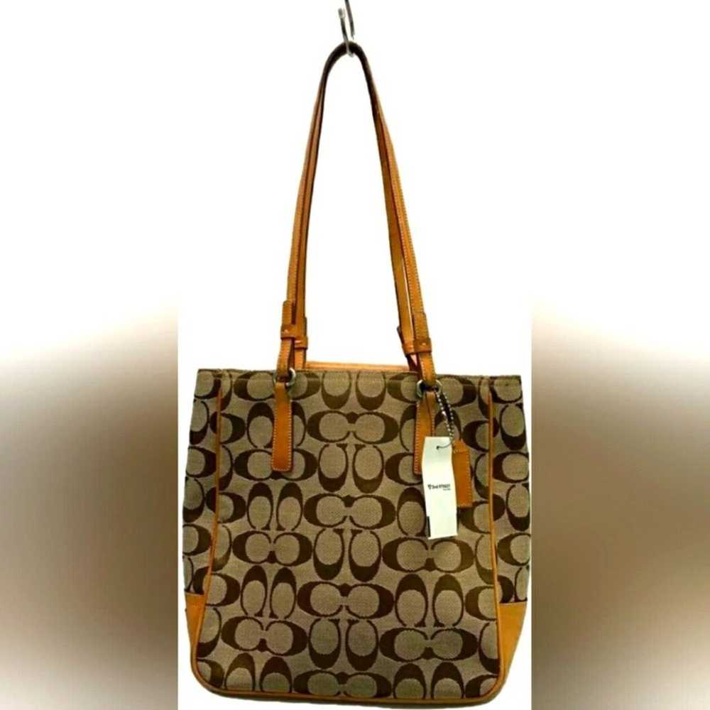 Coach Designer Brown Tan Signature Monogram Shoul… - image 7