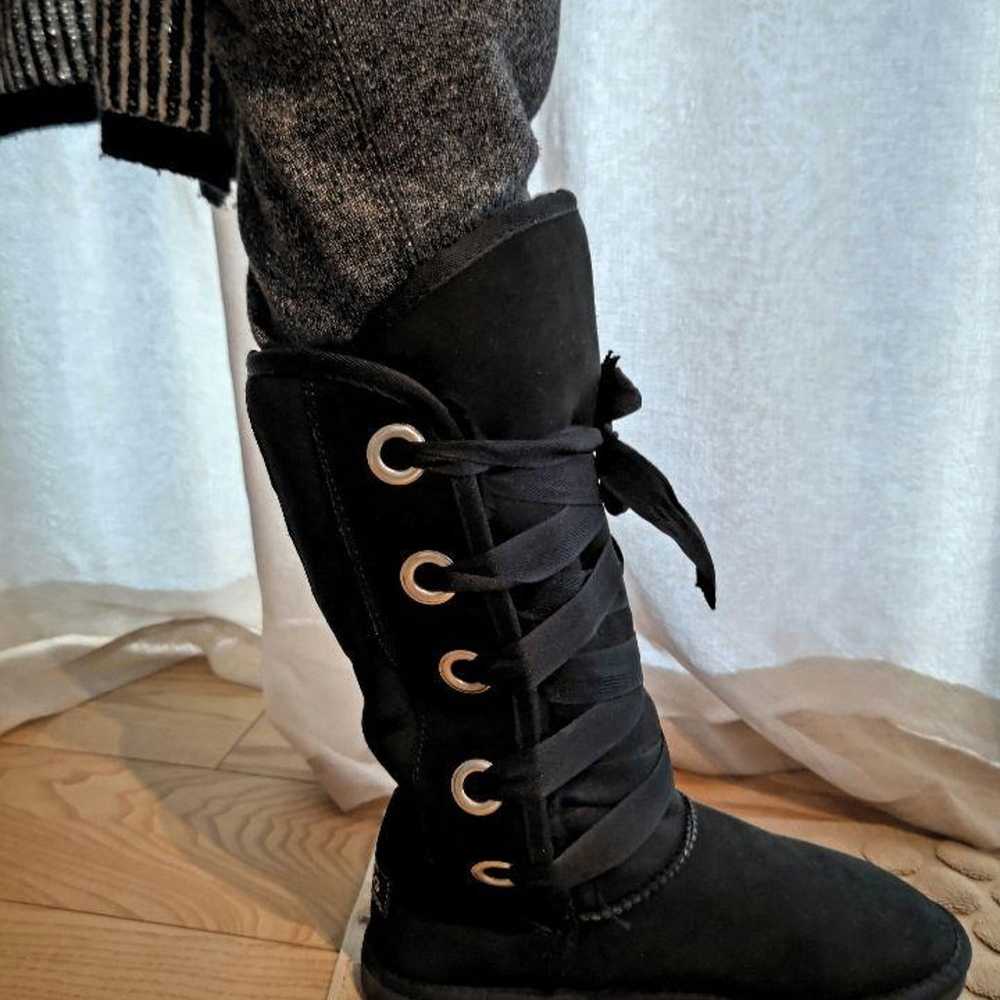 UGG Long Boots Black Ribbon Size 9 - image 10