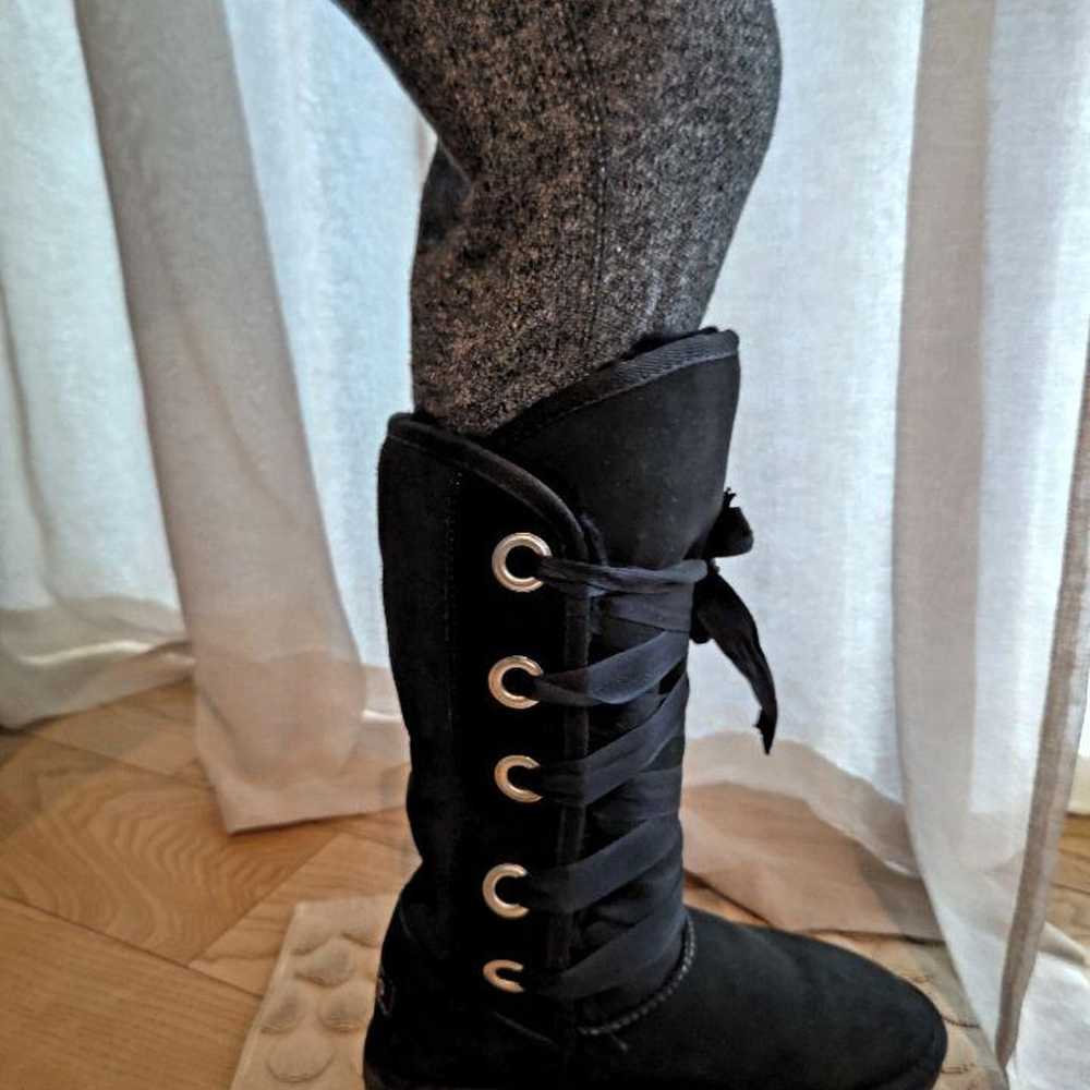 UGG Long Boots Black Ribbon Size 9 - image 11