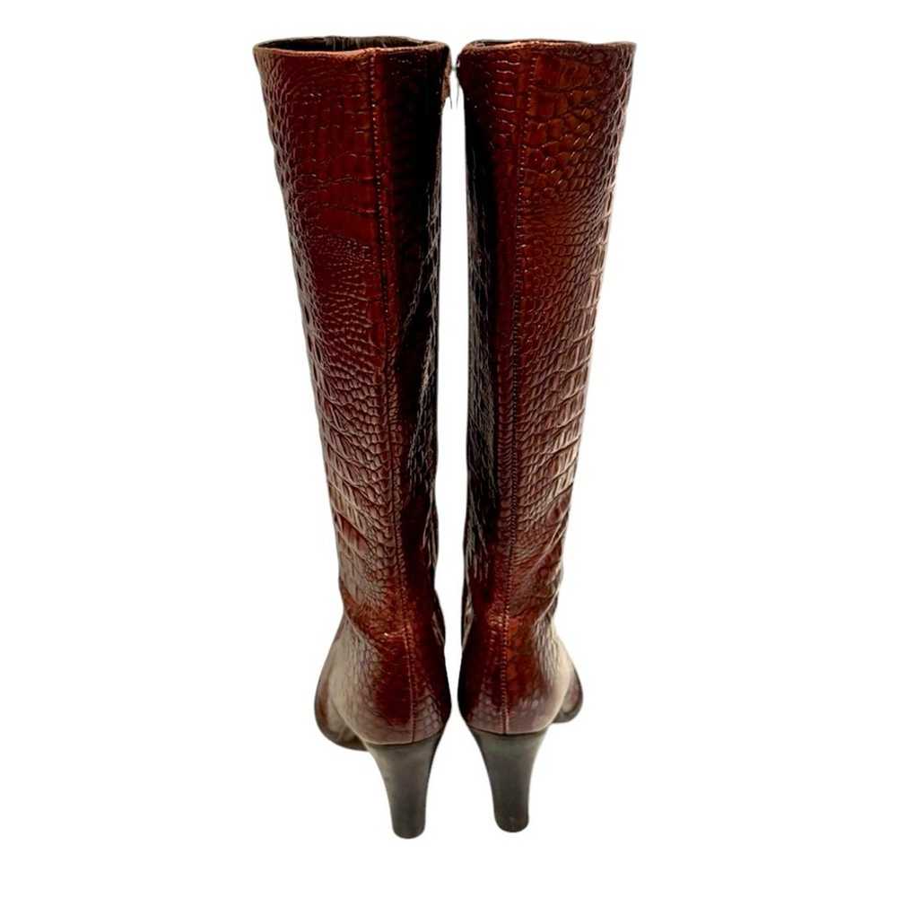 Gianni Bini Lizzy Crocodile Brown Leather Knee Hi… - image 2