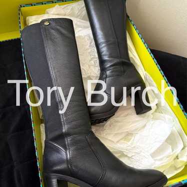 SALE Tory Burch Black Leather Logo Long Boots