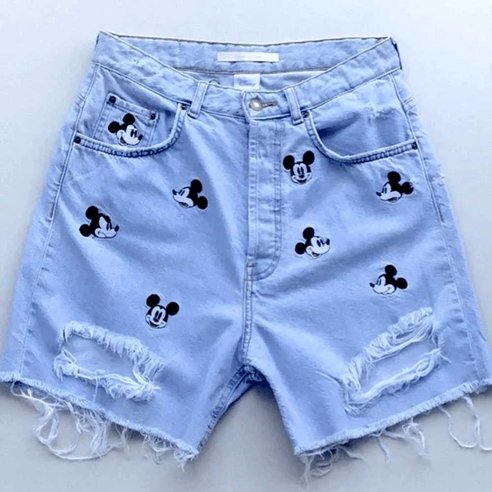 Zara Zara Mickey Mouse denim shorts - image 1