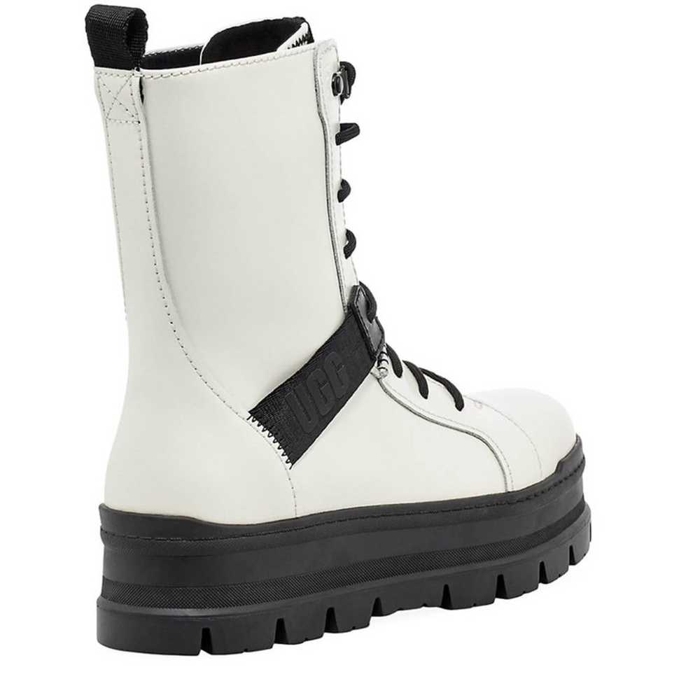 UGG Sheena White/ Black Leather Combat Boots Size… - image 3