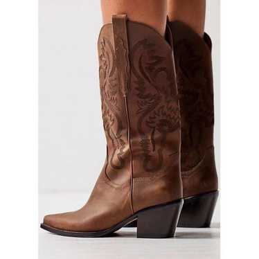 Jeffrey Campbell Dagget Heeled Western Boots Leath