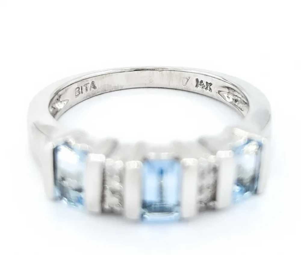 Elegant 14kw White Gold Aquamarine Ring with Roun… - image 7