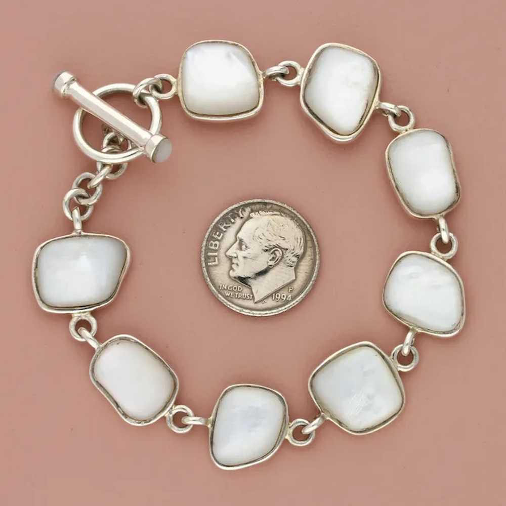 Sterling Silver Mother Of Pearl Link Toggle Brace… - image 3