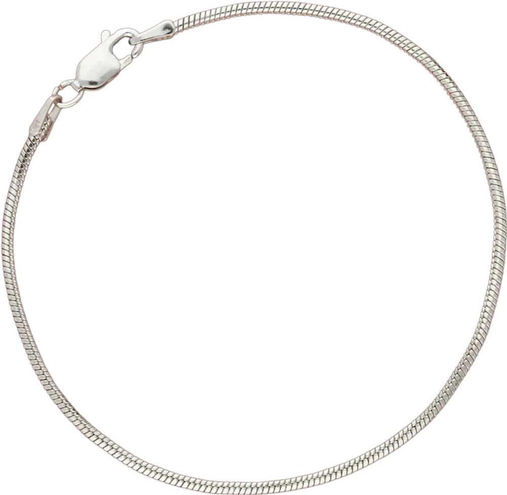 Sterling Silver 2Mm Snake Chain Bracelet Size 7In - image 1