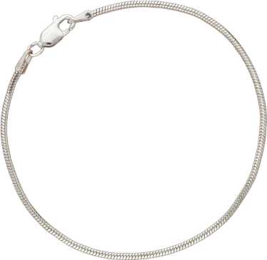 Sterling Silver 2Mm Snake Chain Bracelet Size 7In - image 1