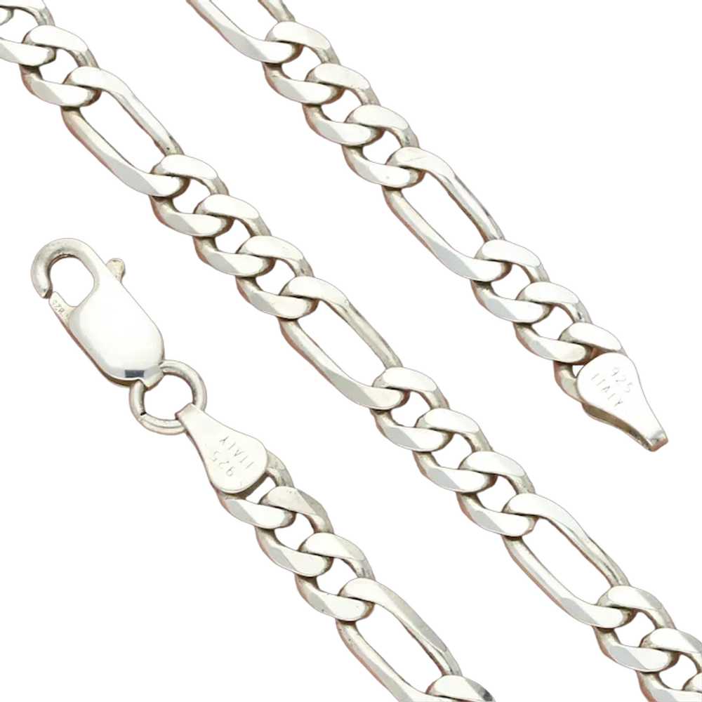 Sterling Silver Mens Italy 6Mm Figaro Chain Neckl… - image 1