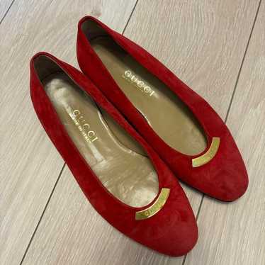 GUCCI Red Suede Flat Shoes 35C