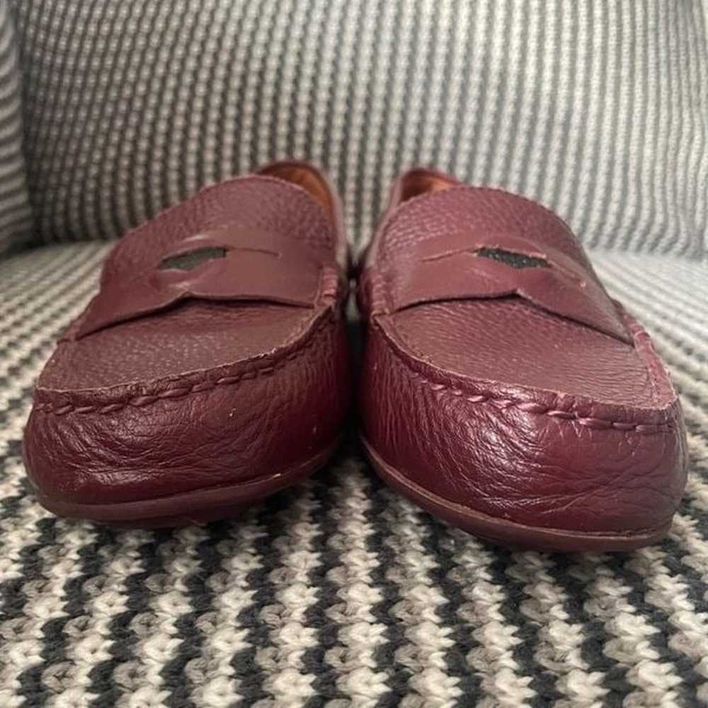 Coach burgundy pebble grain leather flats penny l… - image 4