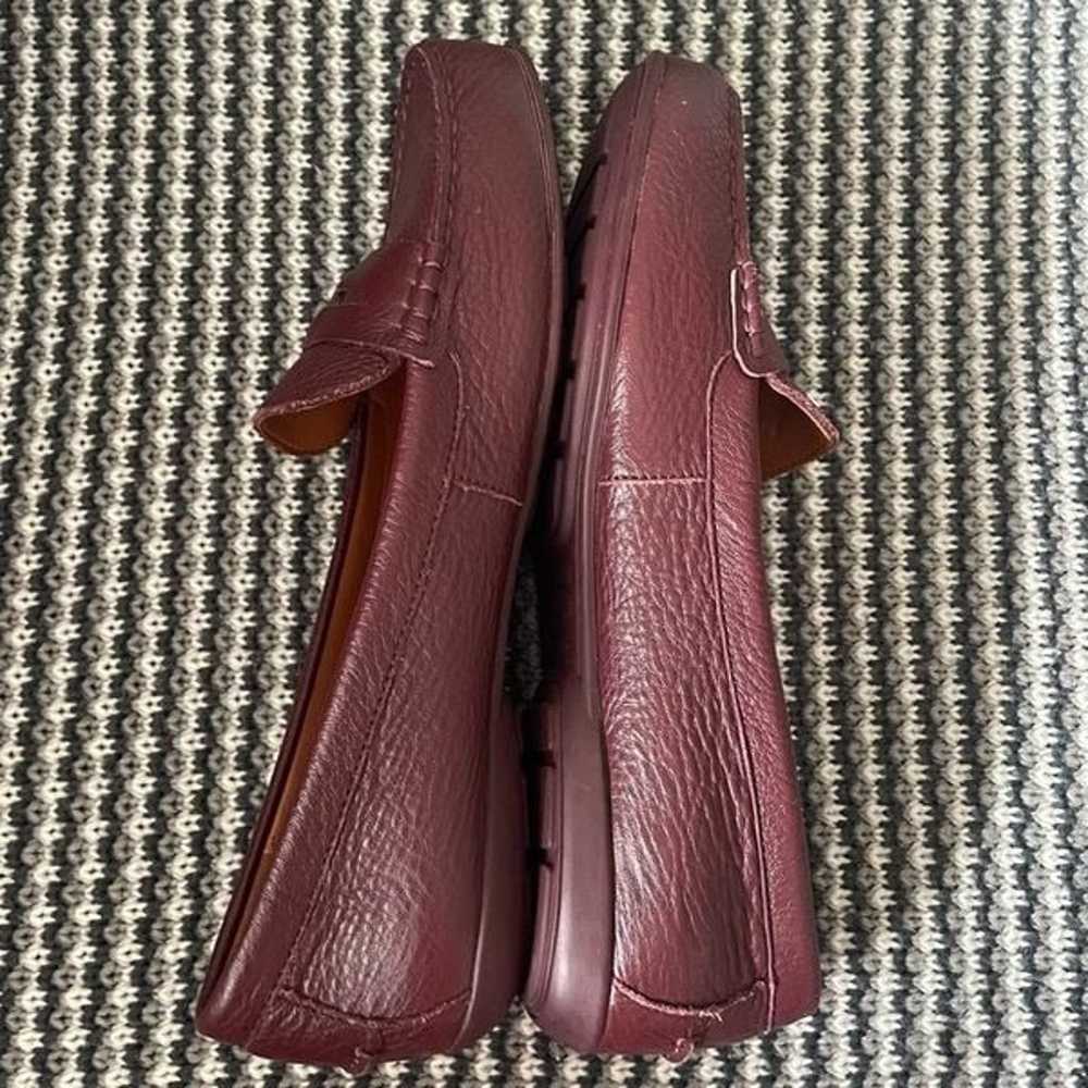 Coach burgundy pebble grain leather flats penny l… - image 8