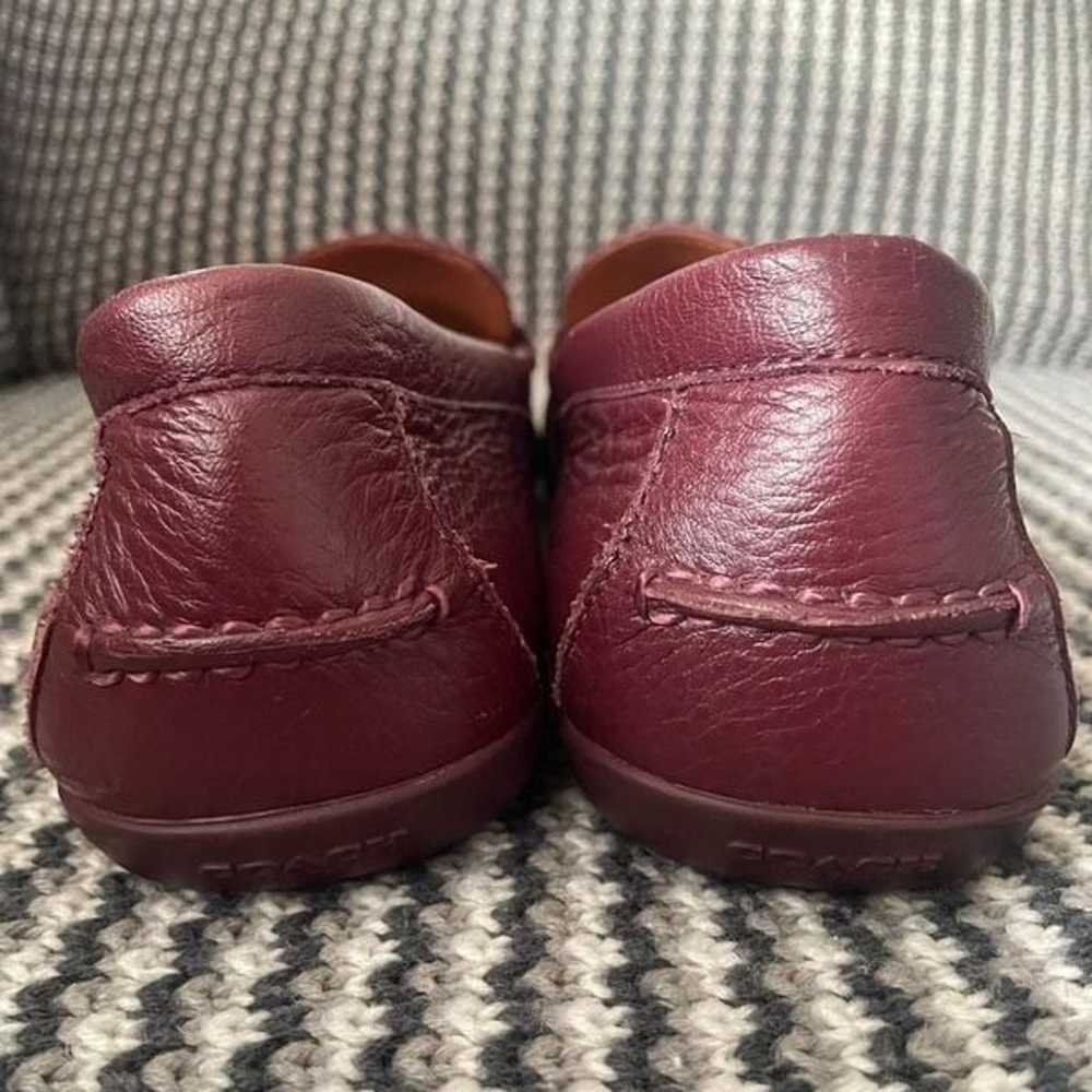 Coach burgundy pebble grain leather flats penny l… - image 9