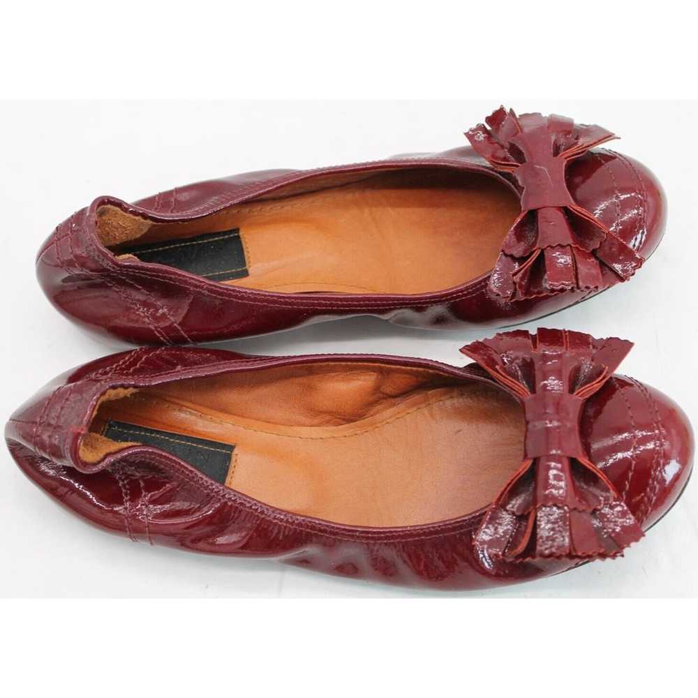 Womens Lanvin Large Bow Ballet Flat 39 / 9 Burgun… - image 9