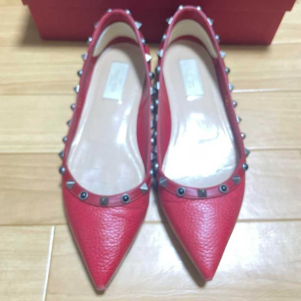 Valentino red flat shoes with studs, size 38 1/2. - image 1