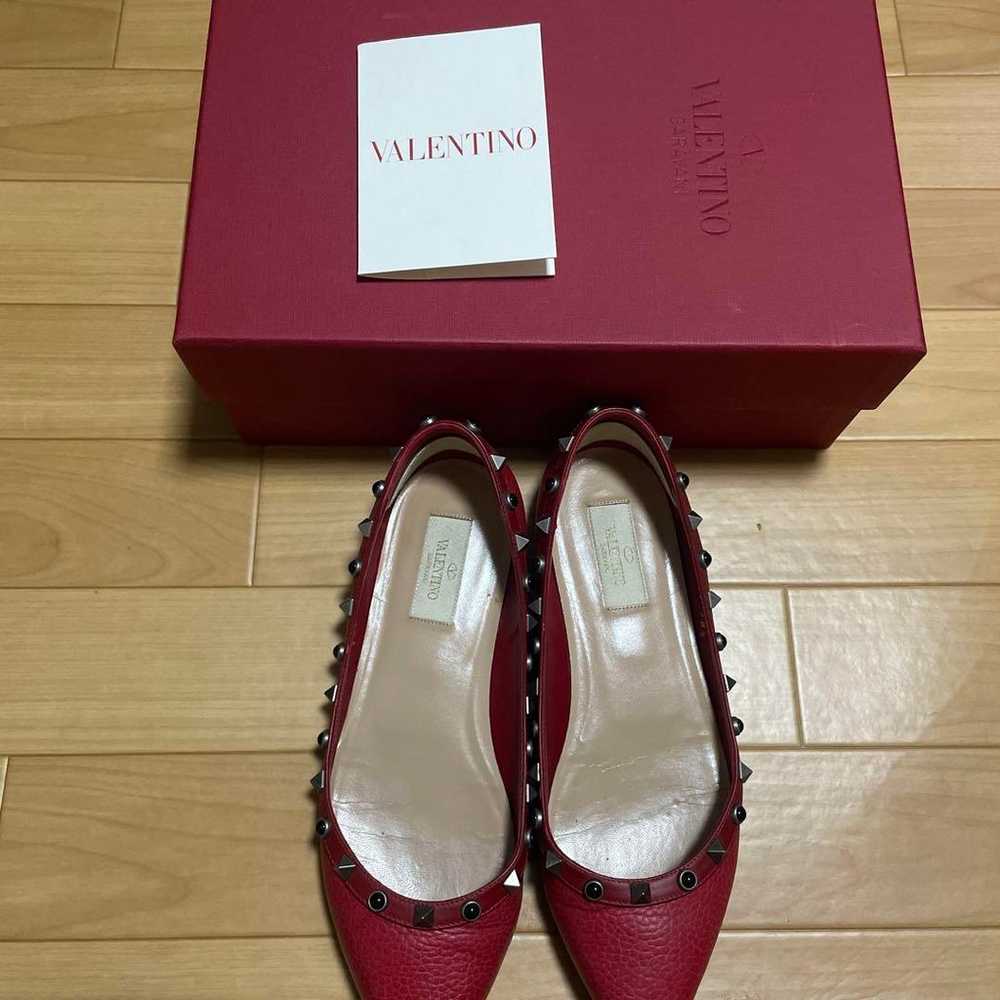 Valentino red flat shoes with studs, size 38 1/2. - image 2