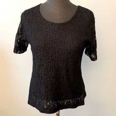 Black Floral Lace Shirt